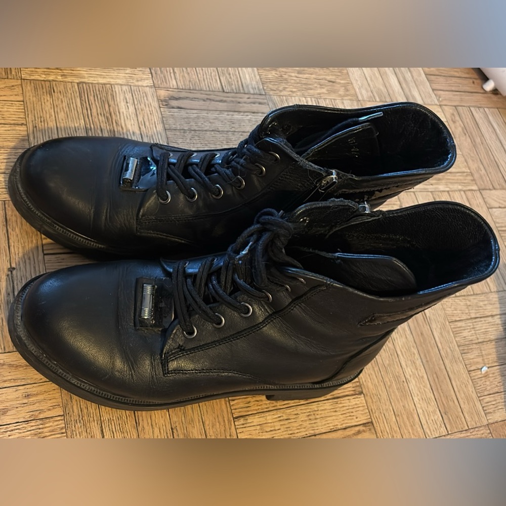 Black leather boots water proof
